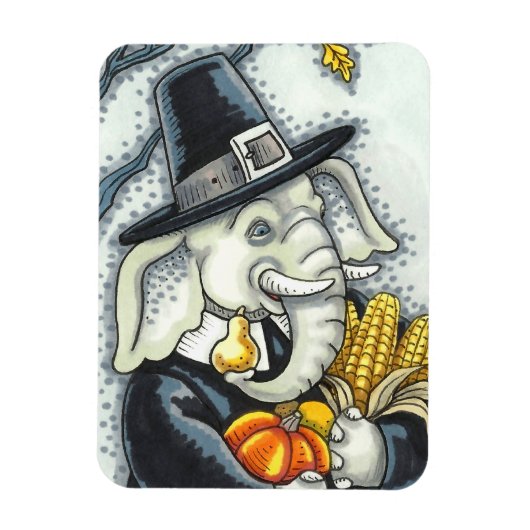 THANKSGIVING PACHYDERM, PILGRIM ELEPHANT MAGNEET (Verticaal)