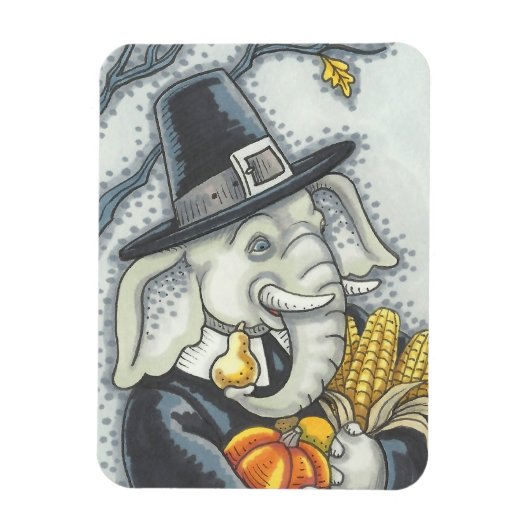 THANKSGIVING PACHYDERM, PILGRIM ELEPHANT MAGNET MAGNEET (Verticaal)