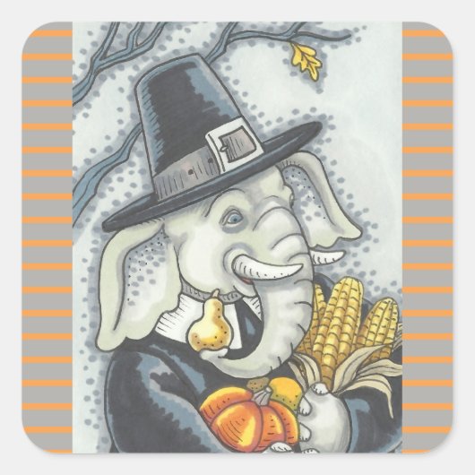 THANKSGIVING PACHYDERM, PILGRIM ELEPHANT STICKERS (Voorkant)