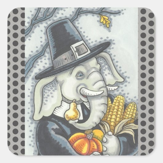 THANKSGIVING PACHYDERM, PILGRIM ELEPHANT STICKERS (Voorkant)