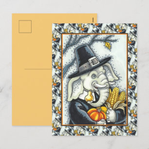 THANKSGIVING PACHYDERM, THANKFUL PILGRIM ELEPHANT FEESTDAGENKAART