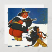 Thanksgiving Partij diner Uitnodiging Pilgrim & jo (Voorkant / Achterkant)