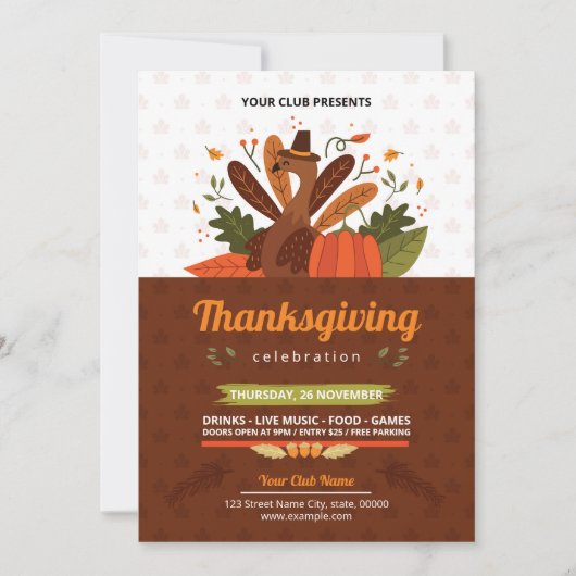 Thanksgiving Partij Flyer sjabloon Kaart (Voorkant)