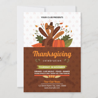 Thanksgiving Partij Flyer sjabloon Kaart