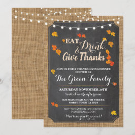 Thanksgiving Partij Herfst Rustic Lichten uitnodig Kaart