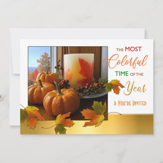 Thanksgiving Partij Uitnodiging Kleurigste Tijd (Voorkant)