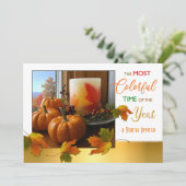 Thanksgiving Partij Uitnodiging Kleurigste Tijd (Staand voorkant)