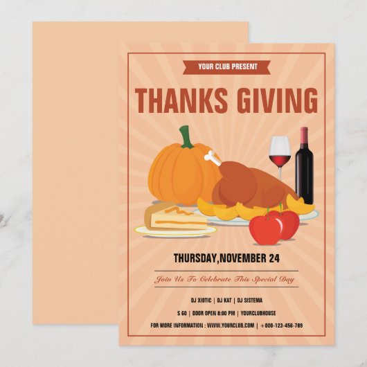 Thanksgiving-partij-uitnodigingsbrochure Kaart (Voorkant / Achterkant)