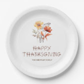 Thanksgiving Party Herfst Bloemen Elegant Modern Papieren Bordje (Voorkant)