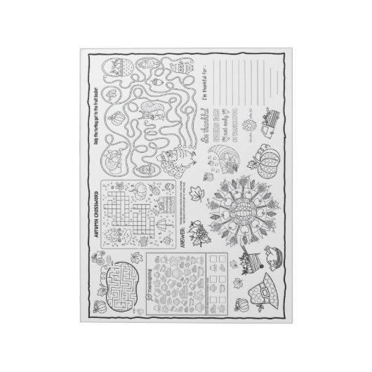 Thanksgiving Party Kleuractiviteit voor kinderen Notitieblok (Linkerzijde)