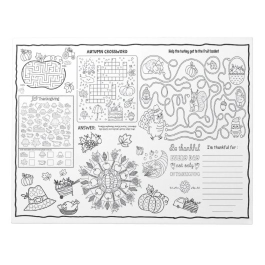 Thanksgiving Party Kleuractiviteit voor kinderen Notitieblok (Voorkant)