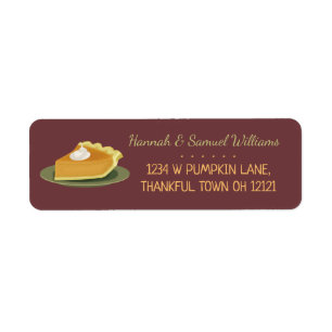 Thanksgiving Party Pumpkin Pie Herfst Return Addre Etiket