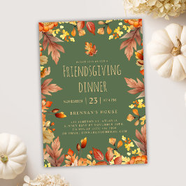 Thanksgiving Party Rustiek Vriendsgiving Diner Kaart