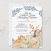 Thanksgiving Party Rustieke Herfst Leaf n Hout Pom Kaart (Voorkant)