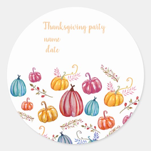 Thanksgiving Party Sticker aangepaste tekst (Voorkant)