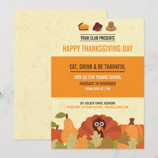 Thanksgiving Party Uitnodiging Kaart (Voorkant / Achterkant)