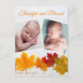 Thanksgiving Pasgeboren Foto Herfst Baby Aankondig Briefkaart (Voorkant)