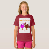 Thanksgiving Passion Girls Maroon Basic T Shirt (Voorkant volledig)