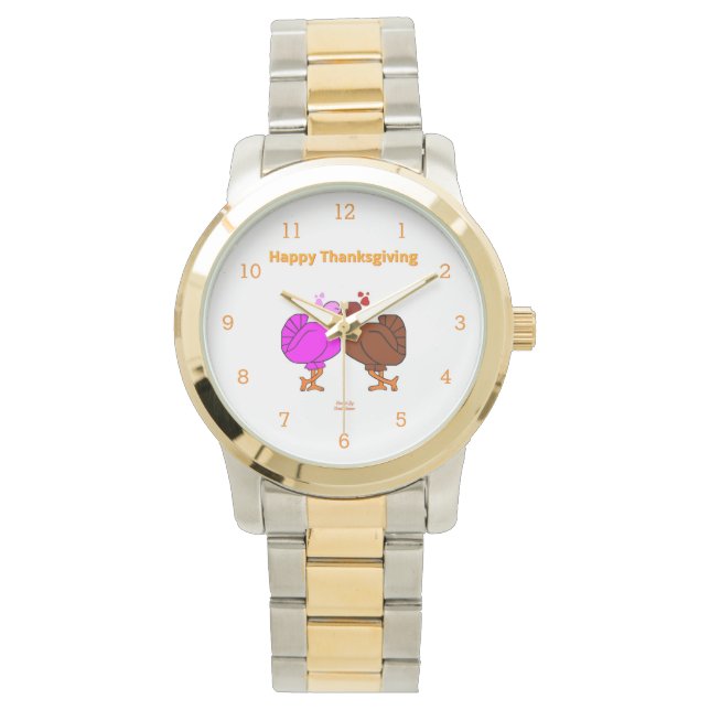 Thanksgiving Passion Two-Tone Armbandhorloge Horloge (Voorkant)