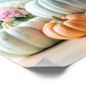 Thanksgiving Pastel Pompoenen en Bloemen Arrangeme Poster (Hoek)