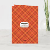 Thanksgiving pastor N Familie Oranje Plaids en Bow Kaart (Achterkant)