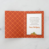 Thanksgiving pastor N Familie Oranje Plaids en Bow Kaart (Binnen)