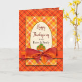Thanksgiving pastor N Familie Oranje Plaids en Bow Kaart (Gele Bloem)