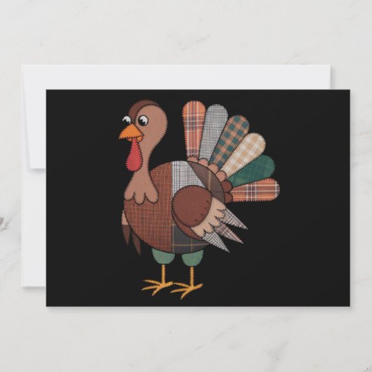 Thanksgiving Patchwork Gewatteerde Kalkoen Herfst Feestdagenkaart (Voorkant)
