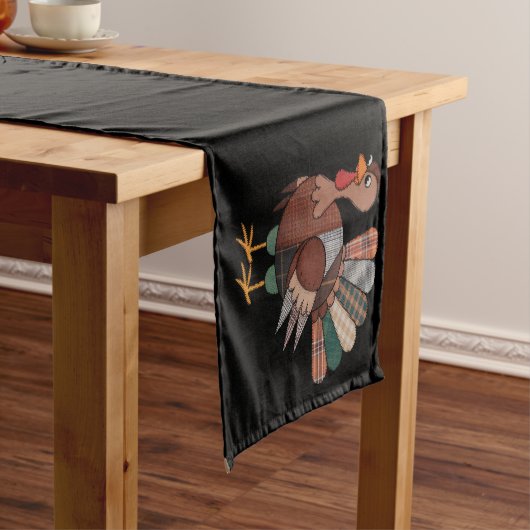 Thanksgiving Patchwork Gewatteerde Kalkoen Herfst Korte Tafelloper (Voorbeeld)