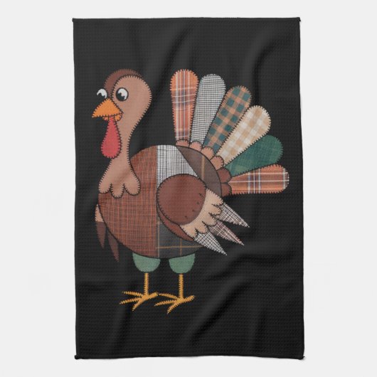 Thanksgiving Patchwork Gewatteerde Kalkoen Herfst Theedoek (Verticaal)