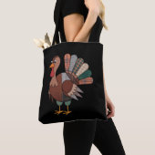 Thanksgiving Patchwork Gewatteerde Kalkoen Herfst Tote Bag (Dichtbij)