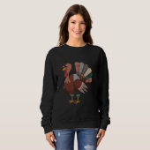 Thanksgiving Patchwork Gewatteerde Kalkoen Herfst Trui (Voorkant volledig)