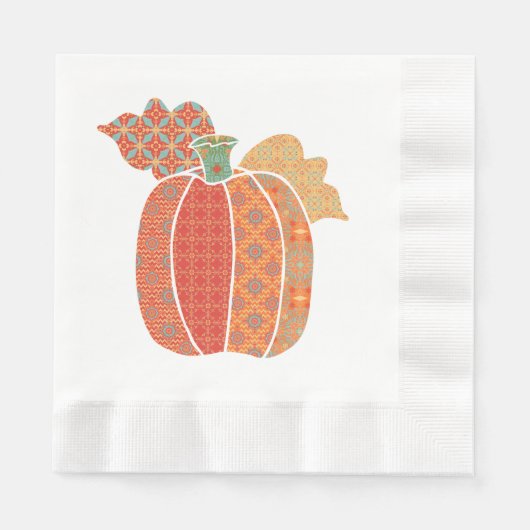 Thanksgiving Patchwork Pumpkin Luncheon Napkin Servet (Voorkant)