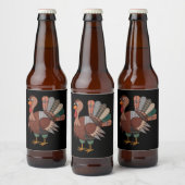 Thanksgiving Patchwork Quilted Turkije Herfst Bier Etiket (Flessen)