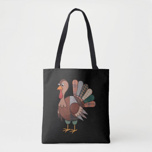 Thanksgiving Patchwork Quilted Turkije Herfst Tote Bag (Voorkant)