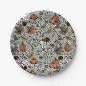 Thanksgiving Patroon Koe Schedel Herfst Oogst Papieren Bordje (Voorkant)