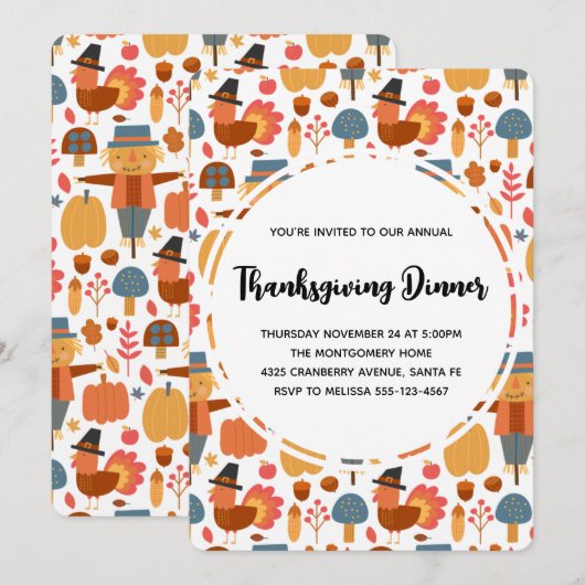 Thanksgiving Patroon met kalkoenen en pijlen Kaart (Voorkant / Achterkant)