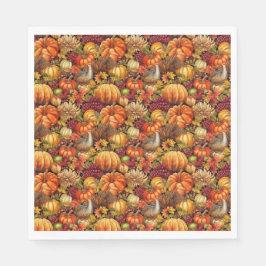 Thanksgiving Patroon Pompoenen Turkije Herfst Blad Servet