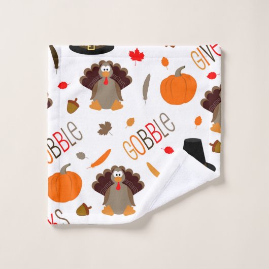 Thanksgiving-patroontroebel bevestigen geeft Bedan Bad Handdoek (Wasdoekje)