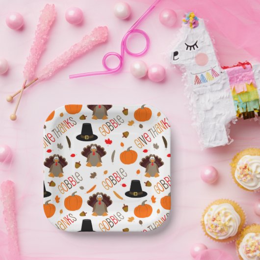 Thanksgiving-patroontroebel bevestigen geeft Bedan Papieren Bordje (Feest)