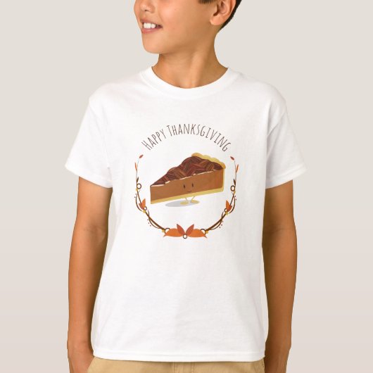 Thanksgiving  Pecan Pie Slice Blauwgroen glimlache T-shirt (Voorkant)