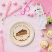 Thanksgiving Pecan Pie Slice Tan Brown glimlachen Papieren Bordje (Feest)