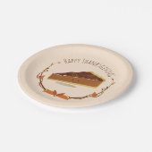 Thanksgiving Pecan Pie Slice Tan Brown glimlachen Papieren Bordje (Gekanteld)