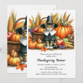 Thanksgiving pelgrim kat en pompoenen kaart (Voorkant / Achterkant)