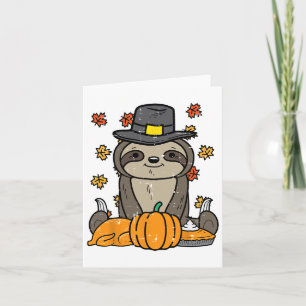 Thanksgiving Pelgrim luiaard Schattigee Herfst her Kaart