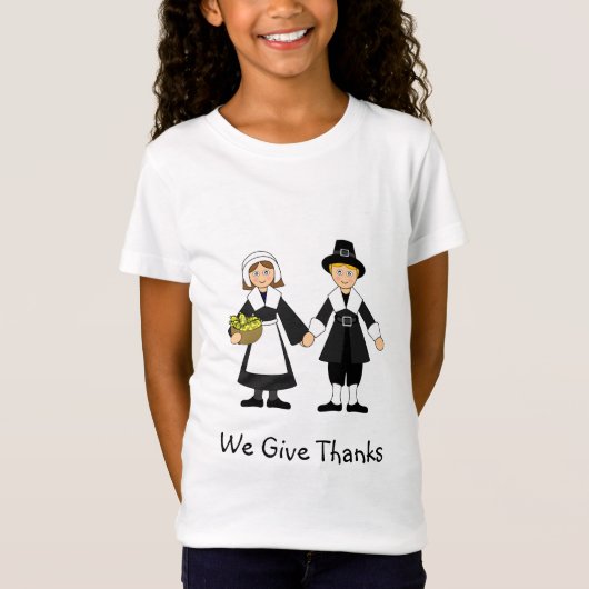 Thanksgiving pelgrim meisje en jongen t-shirt (Voorkant)