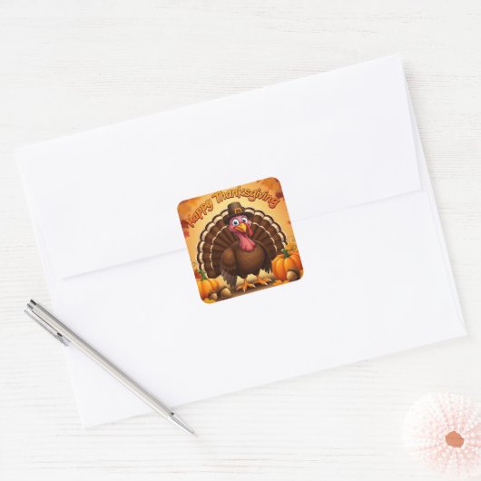 Thanksgiving Pelgrim Turkije Stickers (Envelop)