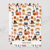 Thanksgiving Pelgrims Oogst Patroon Diner Invit Kaart (Voorkant / Achterkant)