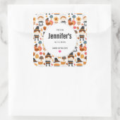 Thanksgiving Pelgrims Oogst Pattern Keuken Vierkante Sticker (Tas)