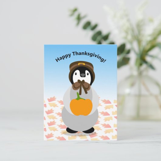 Thanksgiving Penguin Briefkaart (Staand voorkant)